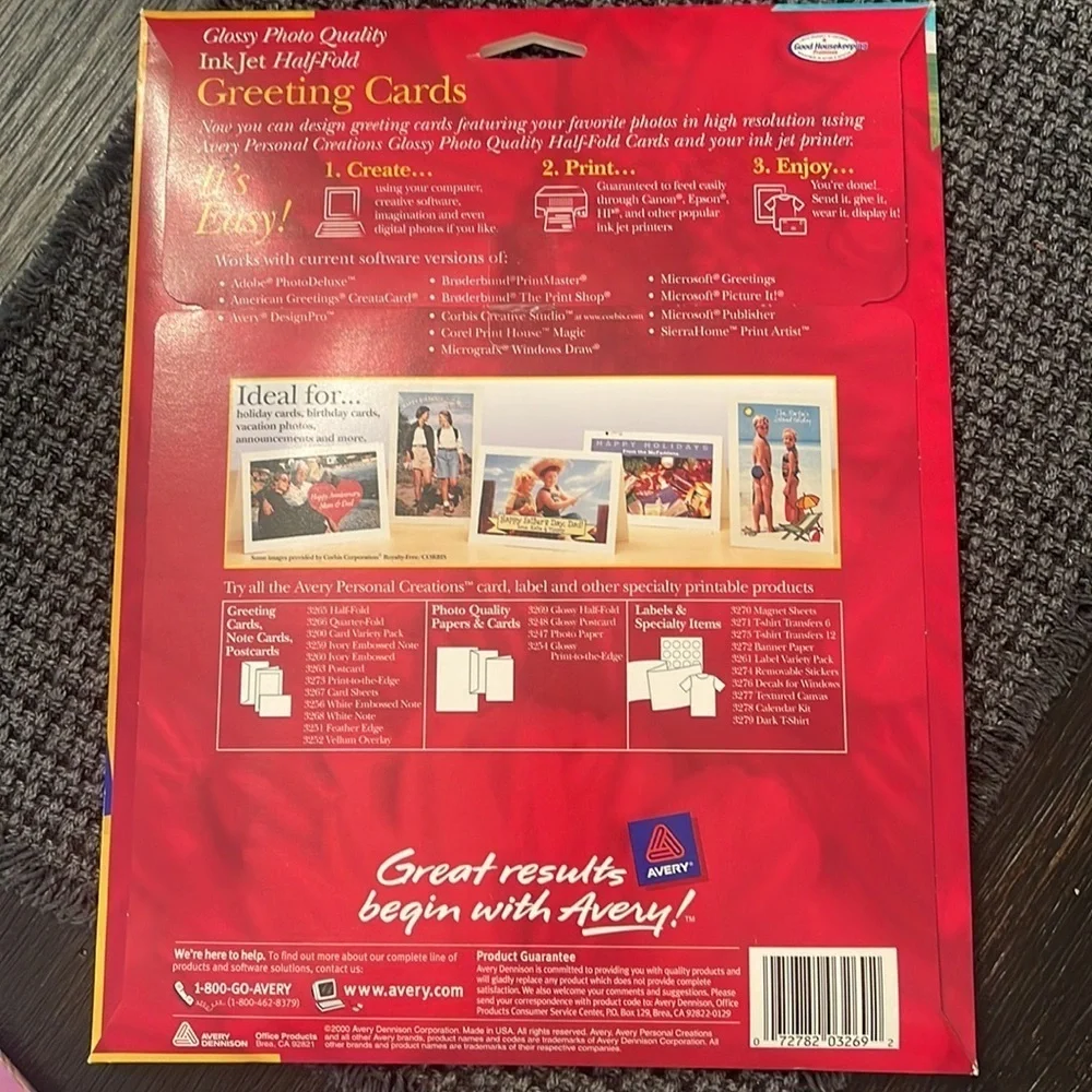 Avery Ink Jet Greeting Cards Glossy Half Fold